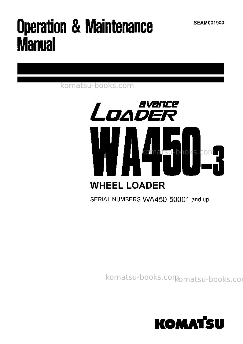 Komatsu wa470-3jpn Operation manual cover