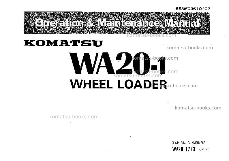 Komatsu wa20-1jpn Operation manual cover Komatsu wa20-1jpn Operation manual cover