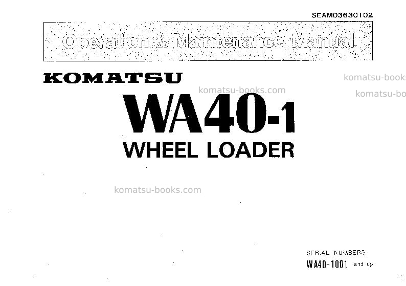 Komatsu wa40-1jpn Operation manual cover Komatsu wa40-1jpn Operation manual cover