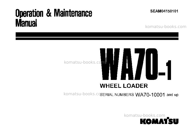 Komatsu wa70-1jpn Operation manual cover Komatsu wa70-1jpn Operation manual cover