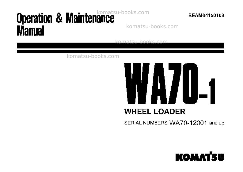 Komatsu wa70-1jpn Operation manual cover Komatsu wa70-1jpn Operation manual cover