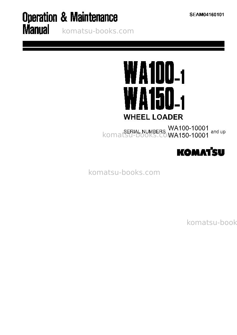 Komatsu wa100-1jpn Operation manual cover