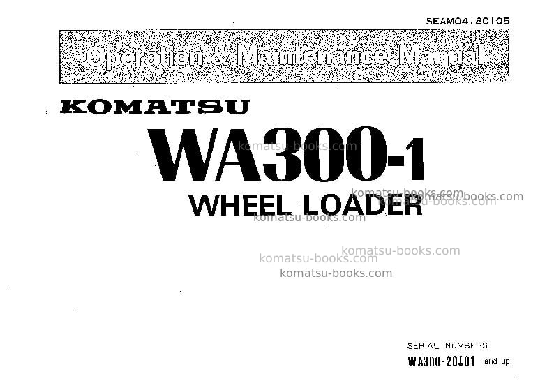 Komatsu wa300-1jpn Operation manual cover Komatsu wa300-1jpn Operation manual cover