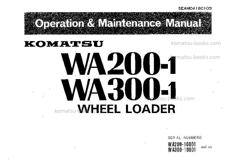 Komatsu wa300-1jpn-c spec Operation manual cover Komatsu wa300-1jpn-c spec Operation manual cover