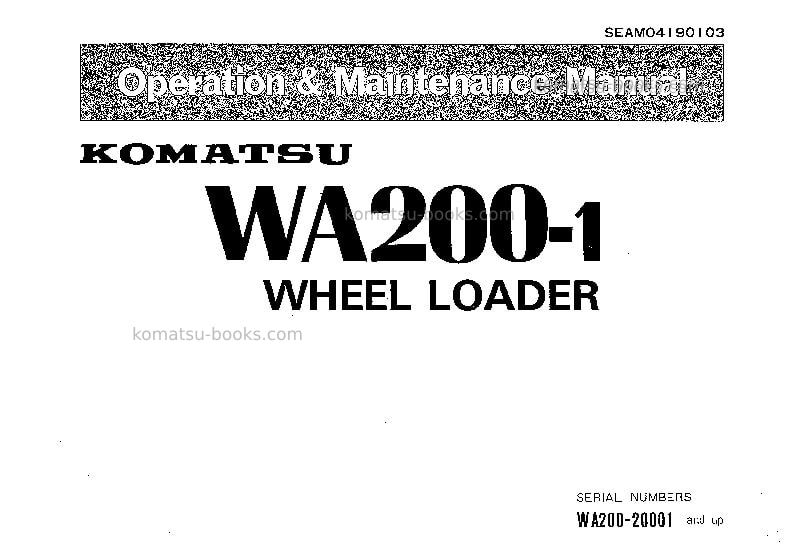 Komatsu wa200-1jpn Operation manual cover