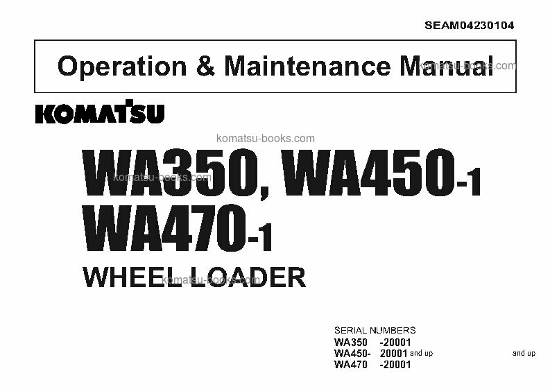 Komatsu wa350-1jpn Manual de operação capa Komatsu wa350-1jpn Manual de operação capa