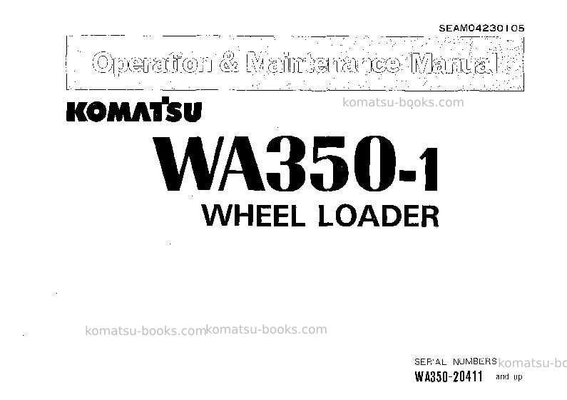 Komatsu wa350-1jpn Operation manual cover