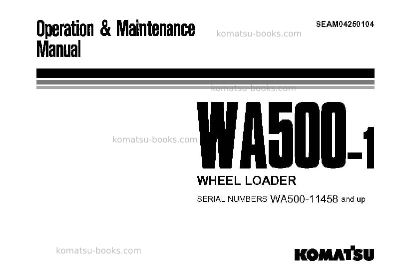 Komatsu wa500-1jpn Operation manual cover Komatsu wa500-1jpn Operation manual cover