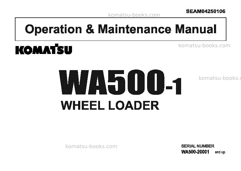 Komatsu wa500-1jpn Operation manual cover Komatsu wa500-1jpn Operation manual cover