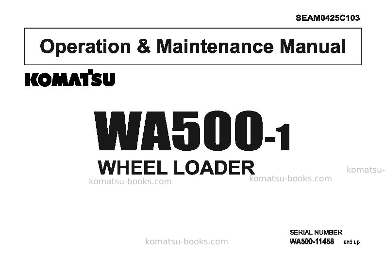 Komatsu wa500-1jpn-c spec Operation manual cover