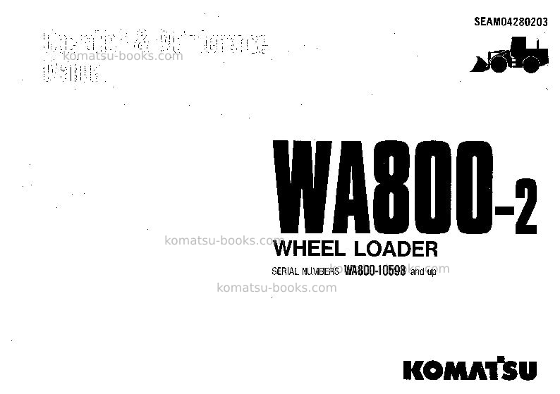 Komatsu wa800-2jpn Operation manual cover Komatsu wa800-2jpn Operation manual cover