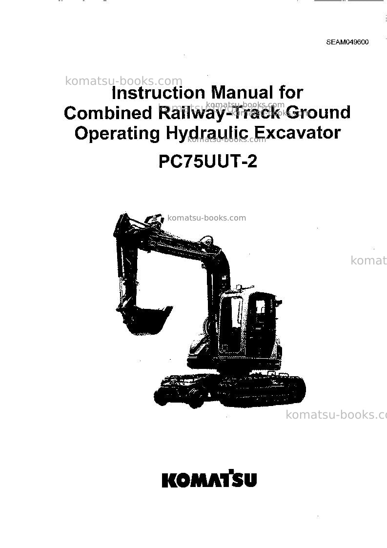 Komatsu pc75uut-2jpn Operation manual cover Komatsu pc75uut-2jpn Operation manual cover