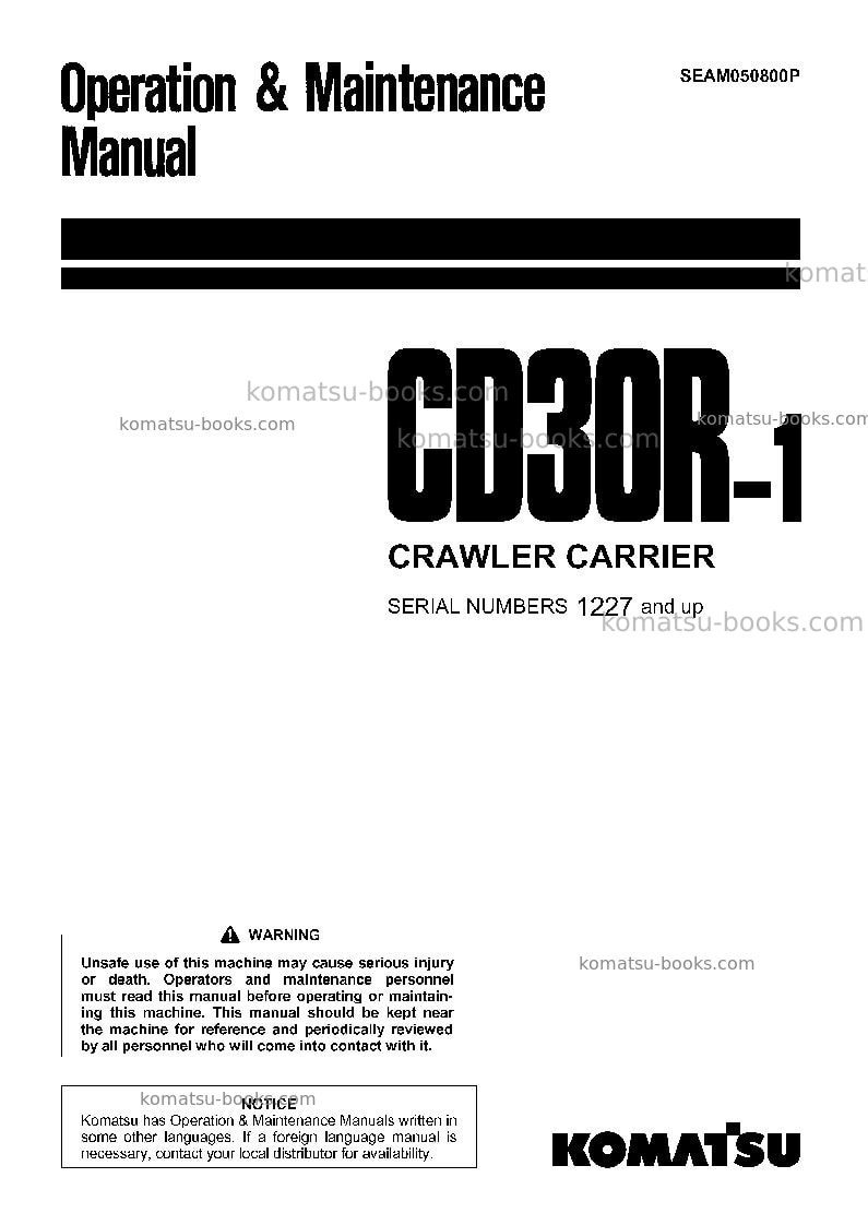 Komatsu cd30r-1jpn Operation manual cover Komatsu cd30r-1jpn Operation manual cover