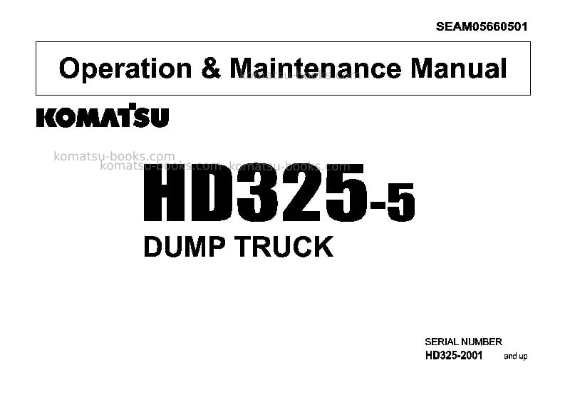 Komatsu hd325-5jpn Operation manual cover
