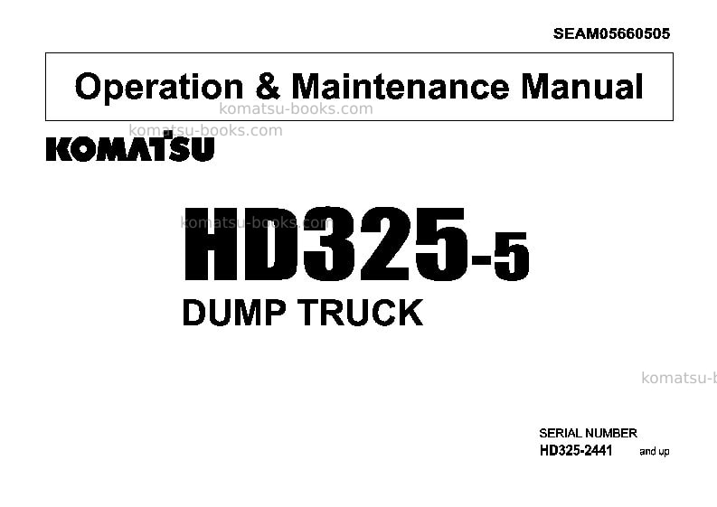 Komatsu hd325-5jpn Operation manual cover