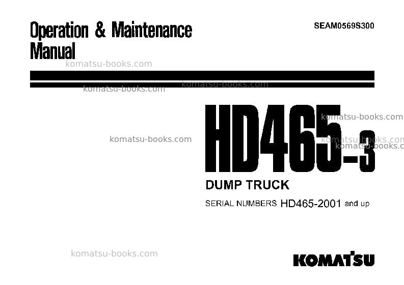 Komatsu hd465-3jpn Operation manual cover Komatsu hd465-3jpn Operation manual cover