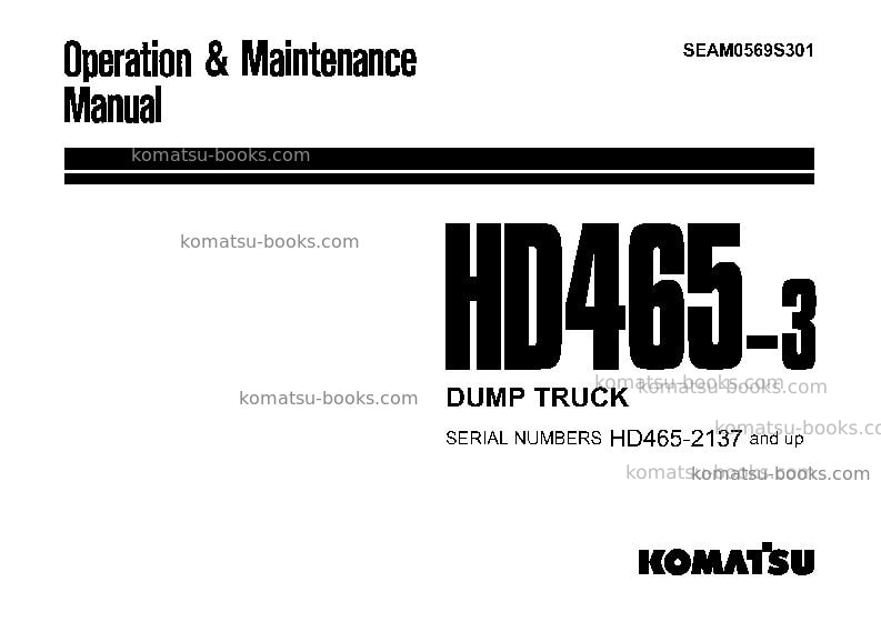 Komatsu hd465-3jpn Operation manual cover Komatsu hd465-3jpn Operation manual cover