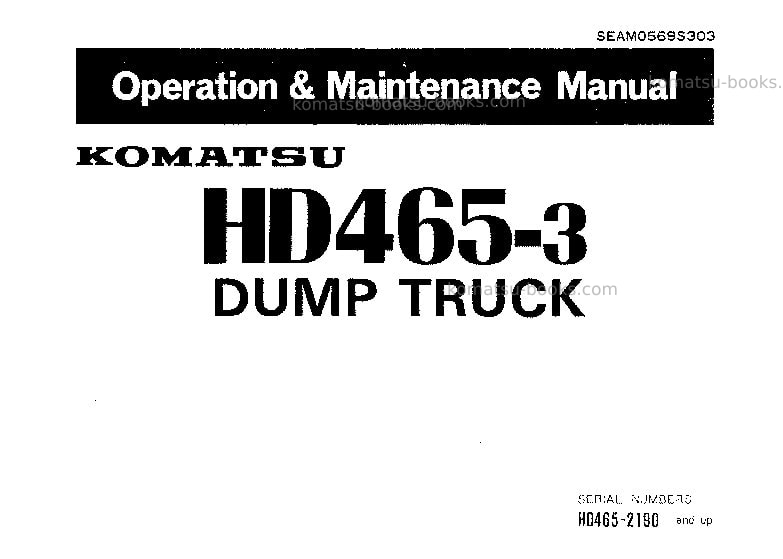 Komatsu hd465-3jpn Operation manual cover Komatsu hd465-3jpn Operation manual cover