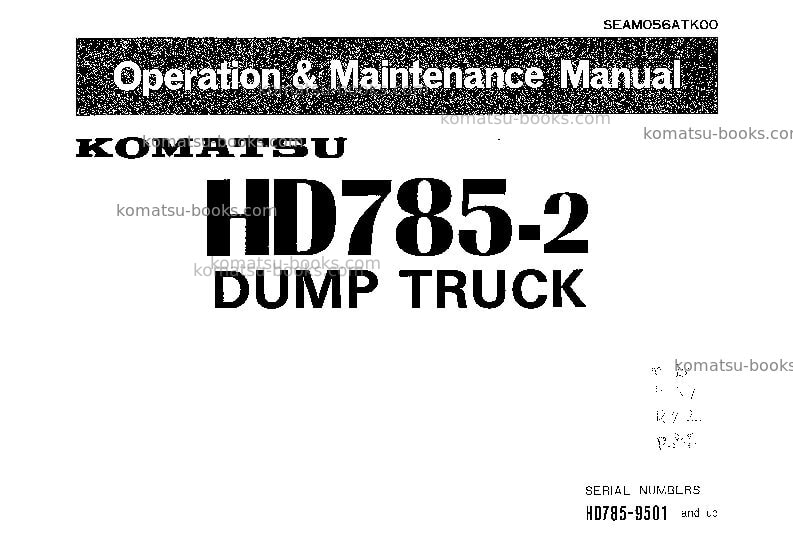 Komatsu hd785-2jpn--40c degree Operation manual cover