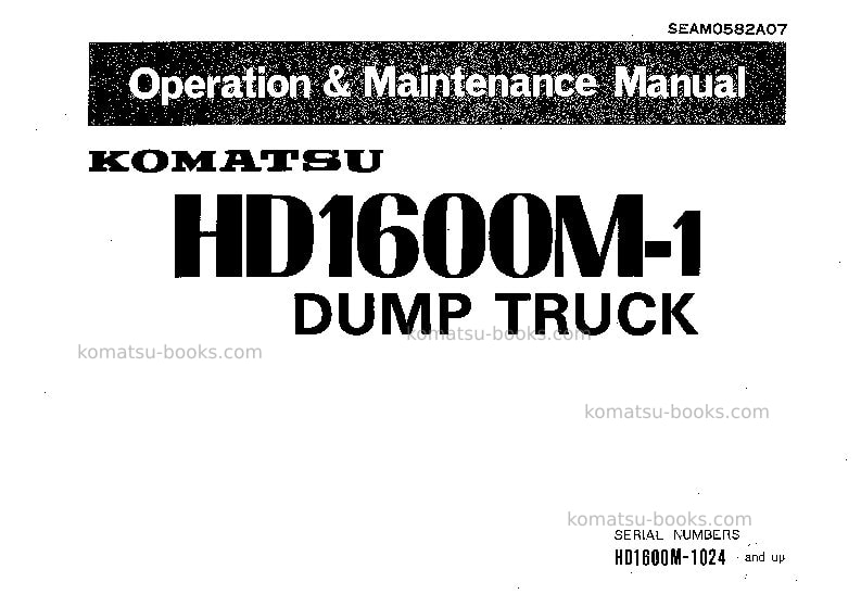 Komatsu hd1600m-1jpn Operation manual cover