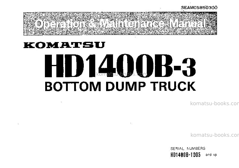 Komatsu hd1400b-3jpn Operation manual cover Komatsu hd1400b-3jpn Operation manual cover