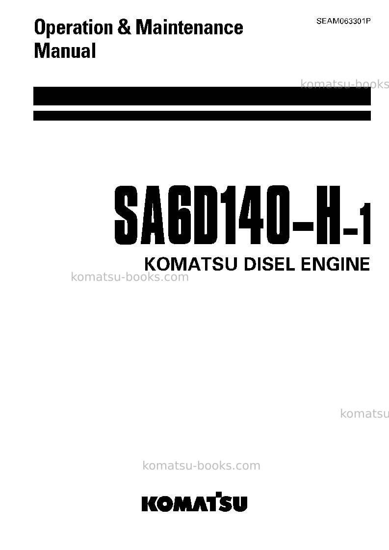 Komatsu sa6d140-h-1jpn Operation manual cover Komatsu sa6d140-h-1jpn Operation manual cover