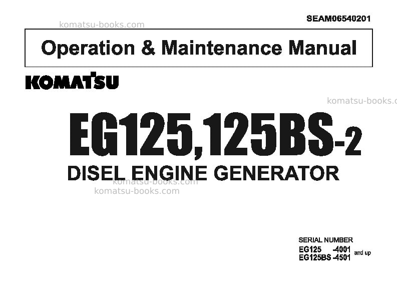 Komatsu eg125bs-2jpn Operation manual cover Komatsu eg125bs-2jpn Operation manual cover