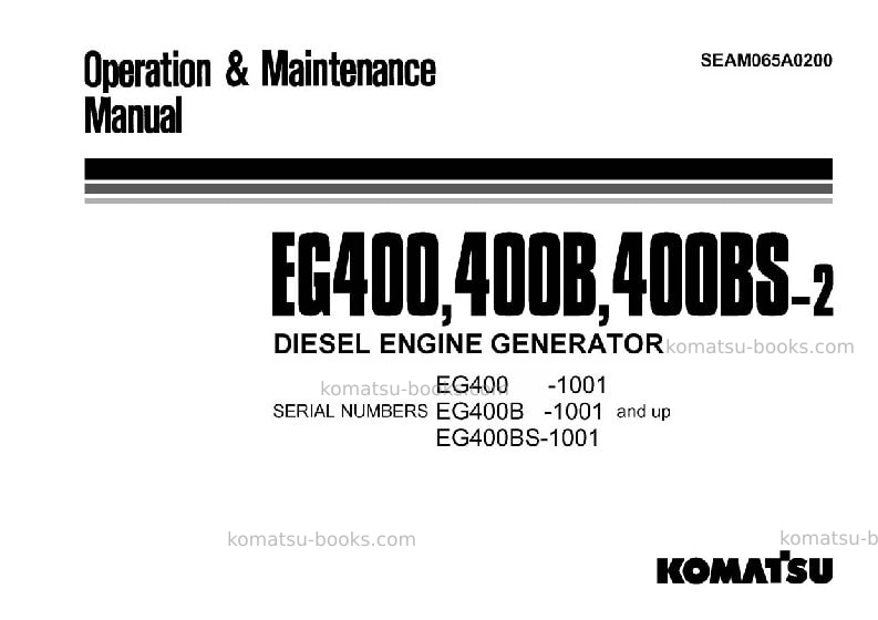 Komatsu eg400b-2jpn Operation manual cover Komatsu eg400b-2jpn Operation manual cover