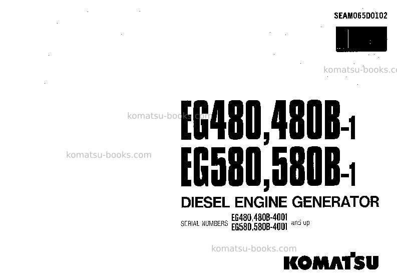 Komatsu eg580-1jpn Operation manual cover Komatsu eg580-1jpn Operation manual cover