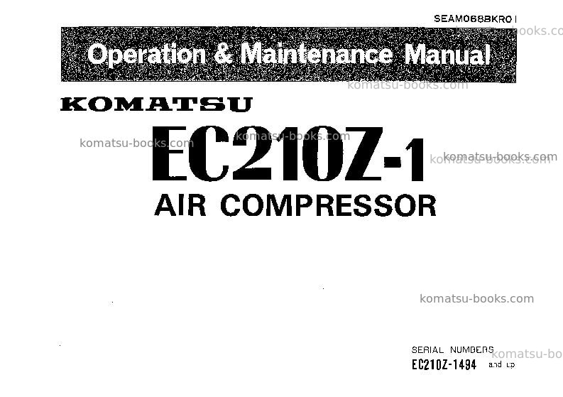 Komatsu ec210z-1jpn Operation manual cover
