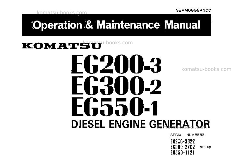 Komatsu eg200-3jpn Operation manual cover Komatsu eg200-3jpn Operation manual cover