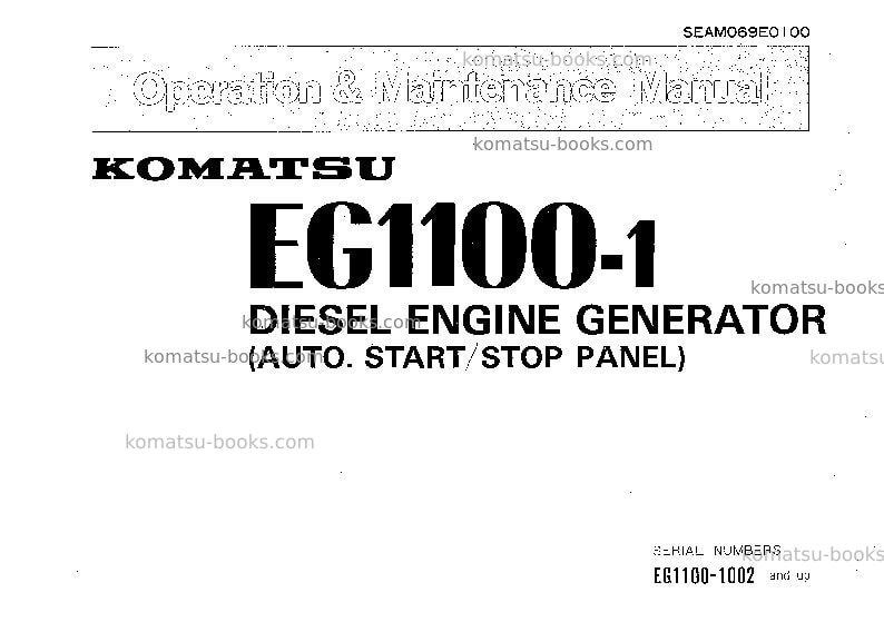 Komatsu eg1100-1jpn Operation manual cover Komatsu eg1100-1jpn Operation manual cover