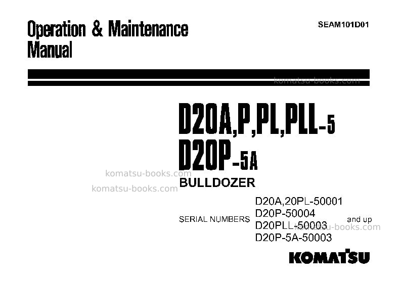 Komatsu d20p-5jpn Operation manual cover Komatsu d20p-5jpn Operation manual cover