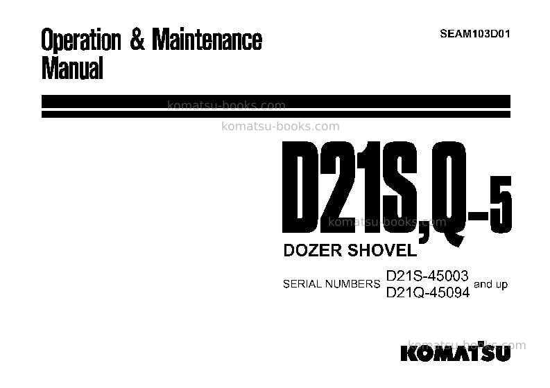 Komatsu d21q-5jpn Operation manual cover Komatsu d21q-5jpn Operation manual cover