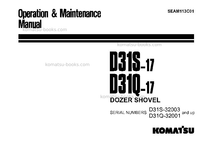 Komatsu d31s-17jpn Operation manual cover Komatsu d31s-17jpn Operation manual cover