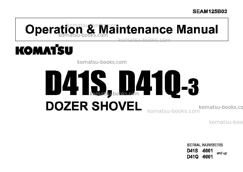 Komatsu d41s-3jpn Operation manual cover Komatsu d41s-3jpn Operation manual cover