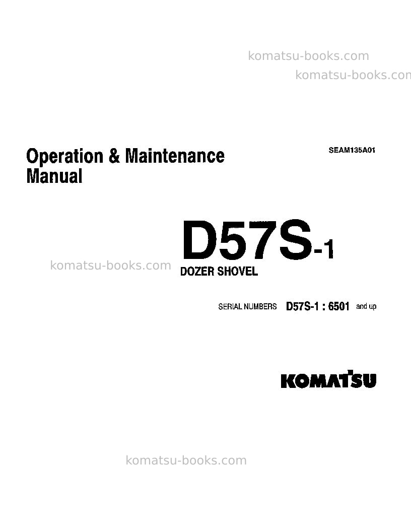 Komatsu d57s-1jpn Operation manual cover Komatsu d57s-1jpn Operation manual cover