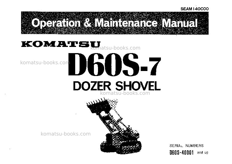 Komatsu d60s-7jpn Operation manual cover Komatsu d60s-7jpn Operation manual cover