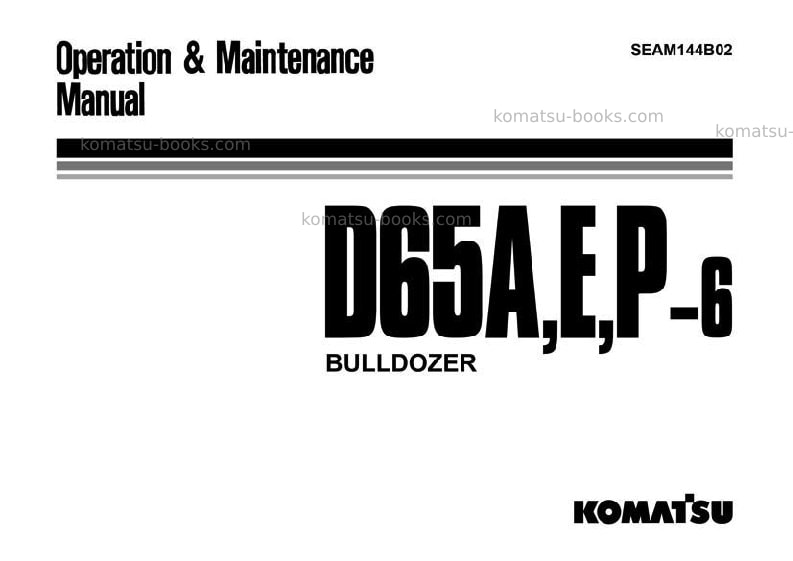 Komatsu d65e-6jpn Operation manual cover Komatsu d65e-6jpn Operation manual cover