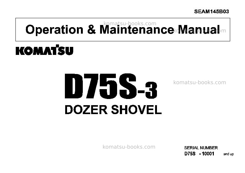 Komatsu d75s-3jpn Operation manual cover