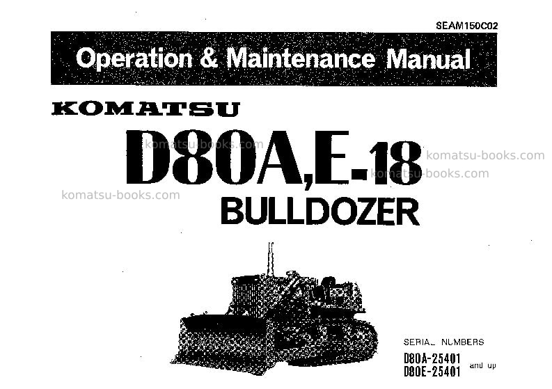 Komatsu d80e-18jpn Operation manual cover Komatsu d80e-18jpn Operation manual cover