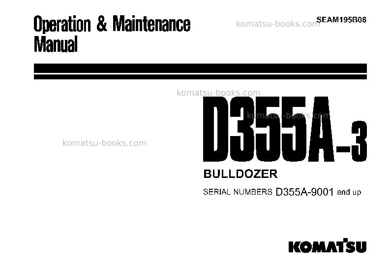 Komatsu d355a-3jpn-x Operation manual cover Komatsu d355a-3jpn-x Operation manual cover