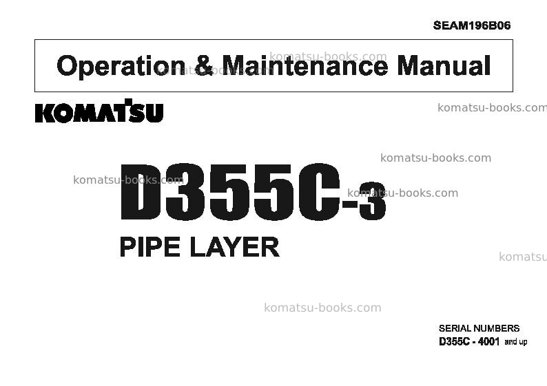 Komatsu d355c-3jpn Operation manual cover