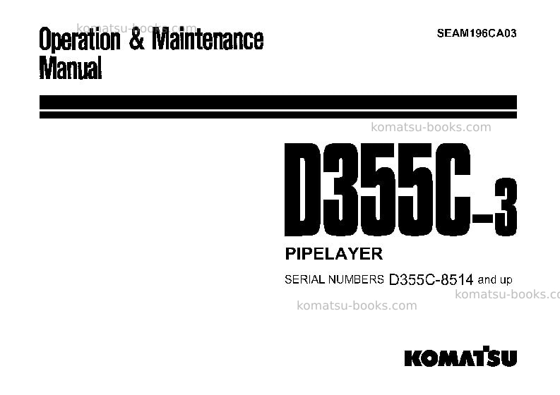 Komatsu d355c-3jpn Operation manual cover