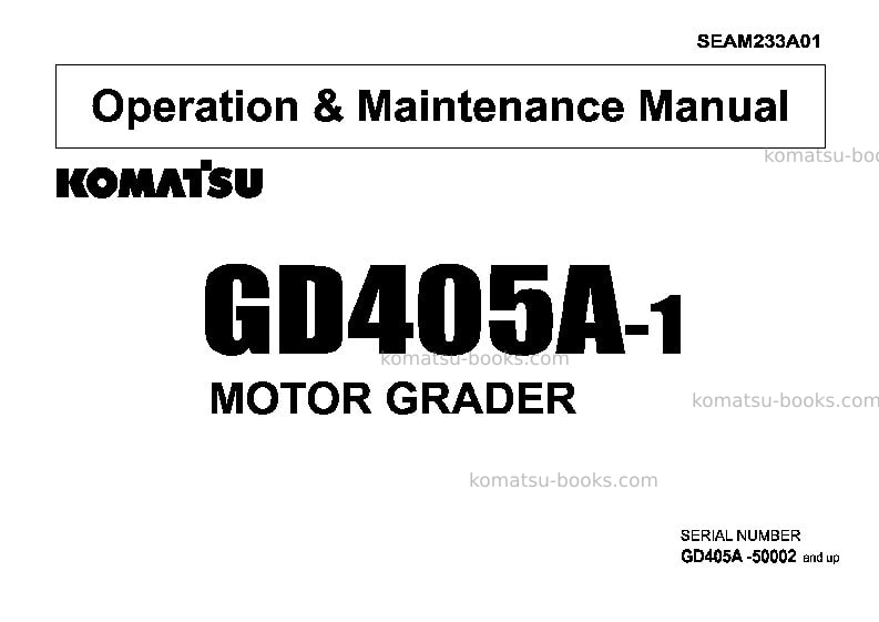 Komatsu gd405a-1jpn Operation manual cover Komatsu gd405a-1jpn Operation manual cover