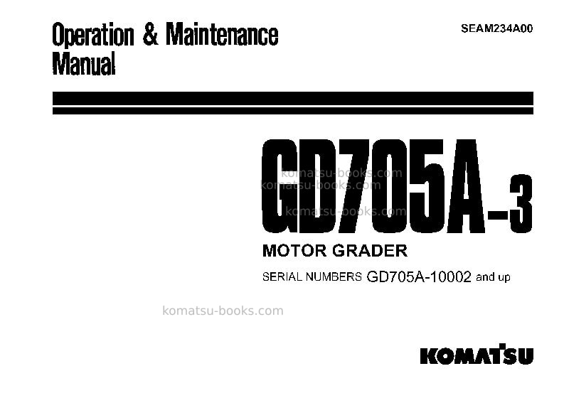 Komatsu gd705a-3jpn Operation manual cover Komatsu gd705a-3jpn Operation manual cover