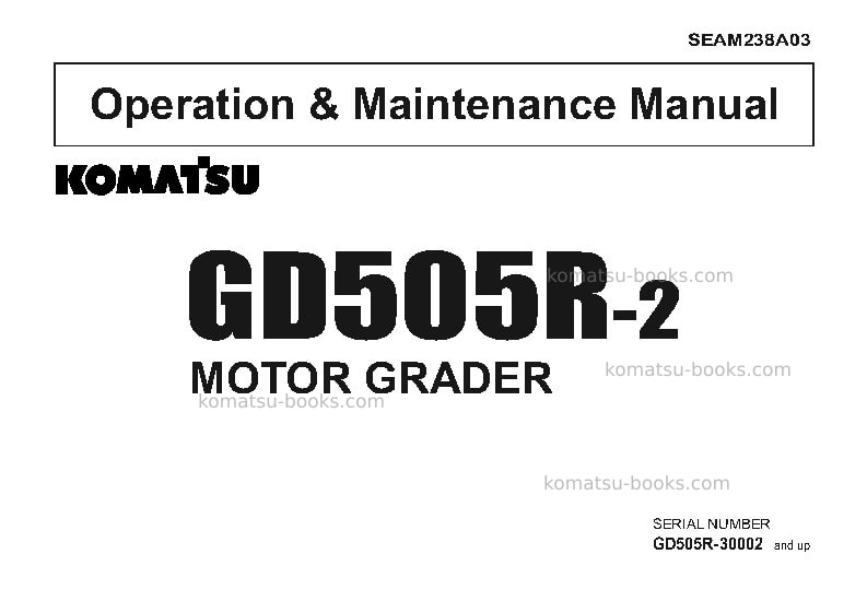 Komatsu gd505r-2jpn Operation manual cover Komatsu gd505r-2jpn Operation manual cover