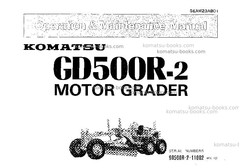 Komatsu gd500r-2jpn Operation manual cover