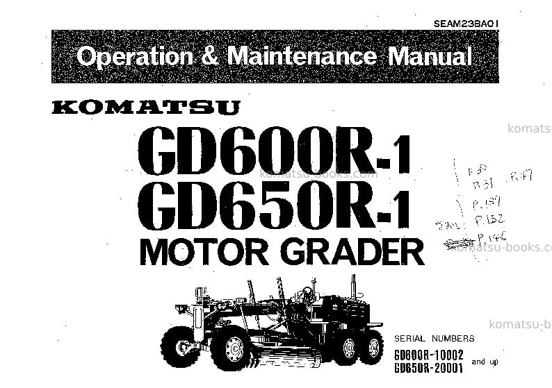 Komatsu gd600r-1jpn Operation manual cover Komatsu gd600r-1jpn Operation manual cover
