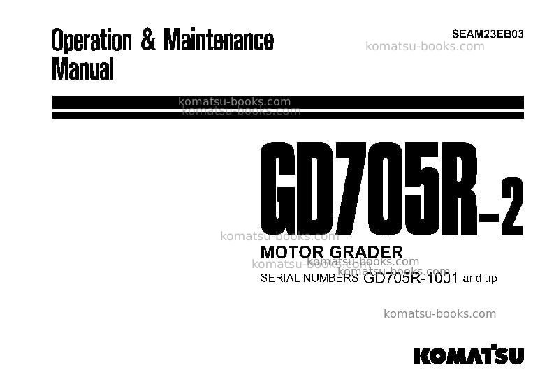 Komatsu gd705r-2jpn Operation manual cover